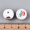 Christmas Printed Opaque Acrylic Round Beads OACR-T029-08D-4