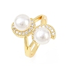 Brass Micro Pave Cubic Zirconia Finger Rings for Women RJEW-D340-02G-08-3