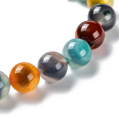 Unisex Natural Sugar Heart Agate Beaded Stretch Bracelets BJEW-K097-01B-02-1