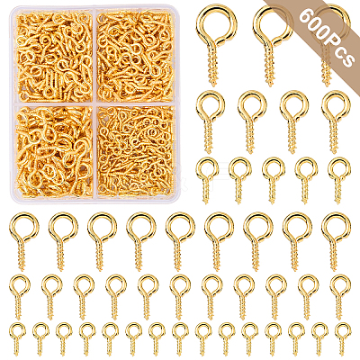 600Pcs Iron Screw Eye Pin Peg Bails IFIN-YW0003-80-1