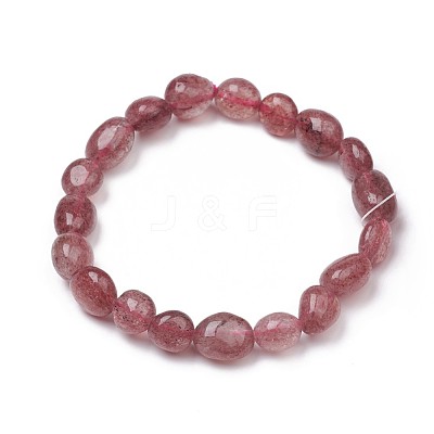 Natural Strawberry Quartz Stretch Beaded Bracelets BJEW-K213-C12-1