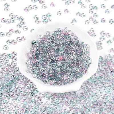 Spray Painted Transparent Glass Seed Beads SEED-T007-05E-1