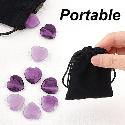 20Pcs Heart Dyed Natural Striped Agate Heart Palm Stone G-FH0001-20-1