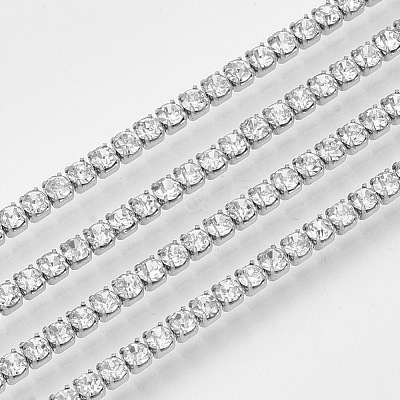 304 Stainless Steel Rhinestone Strass Chains STAS-T055-12P-1