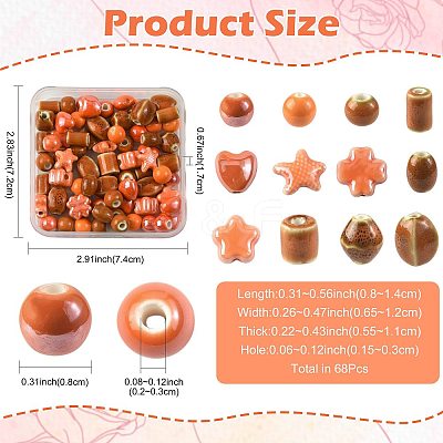 68Pcs 12 Styles Handmade Porcelain Beads PORC-FS0001-55-1