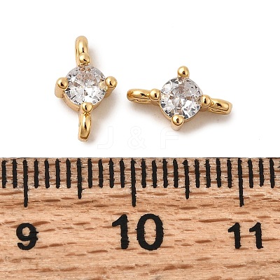 Brass Pave Clear Cubic Zirconia Connector Charms KK-P340-07B-G-1