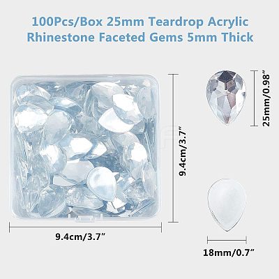 Acrylic Rhinestone Flat Back Cabochons GACR-FG0001-01-1