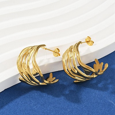 304 Stainless Steel C-Shaped Cuff Earrings EJEW-U070-02G-1