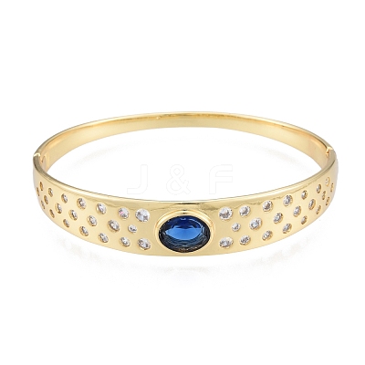 Cubic Zirconia Oval Hinged Bangle BJEW-G651-10G-02-1