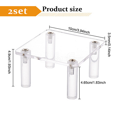 Square Transparent Acrylic Minifigure Display Stands ODIS-WH0002-48B-1