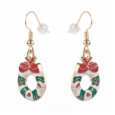 Christmas Theme Alloy Enamel Dangle Earrings Sets EJEW-JE04512-1