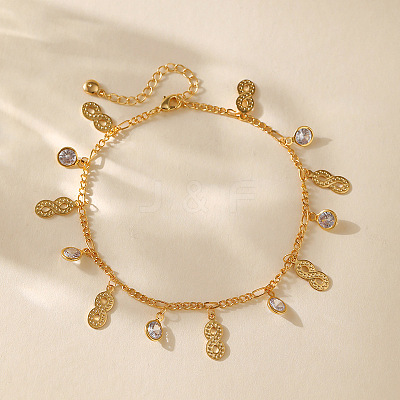 Brass Crystal Rhinestone Infinity Charm Anklets for Women FS-WG122D3-01-1