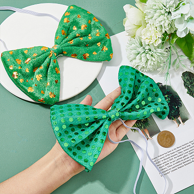 2Pcs 2 Style Cloth & Paillette Elastic Bowknot Ties FIND-FH0008-28-1