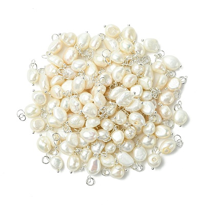 Grade B Natural Cultured Freshwater Pearl Charms X-PALLOY-JF01497-03-1