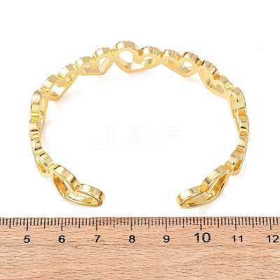 Brass Micro Pave Clear Cubic Zirconia Cuff Bangles for Women BJEW-C140-35G-1