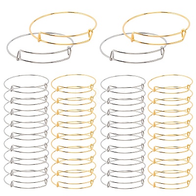 40Pcs 2 Colors Adjustable Iron Expandable Bangle Making BJEW-SP0001-01-1