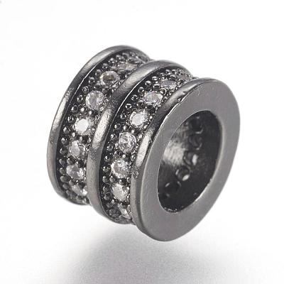 Brass Micro Pave Cubic Zirconia European Beads ZIRC-F062-11-1