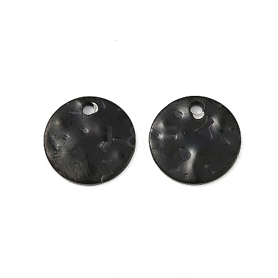 304 Stainless Steel Textured Disc Charms STAS-Q336-11C-B-1