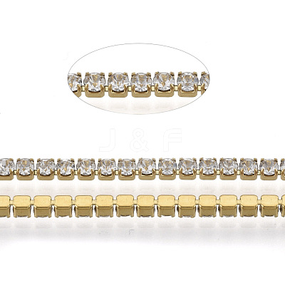 304 Stainless Steel Rhinestone Strass Chains STAS-T055-12G-B-1
