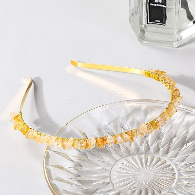 Wire Wrapped Natural Citrine Chip Hair Bands PW-WG27230-08-1