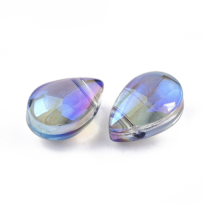 Electroplate Glass Charms EGLA-T014-04B-1