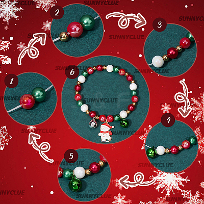 Christmas Theme DIY Alloy & Polymer Clay Rhinestone Bracelet Making Kits DIY-SC0027-63-1