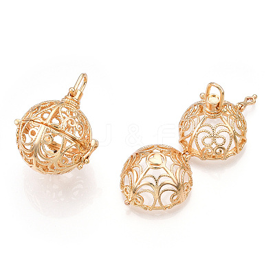 Rack Plating Brass Cage Pendants KK-Q402-01KC-1