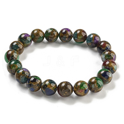 Round Synthetic Gold Clinquant Stone Stretch Bracekets G-P549-02A-03-1
