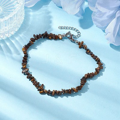 Natural Gemstone Beads Anklets AJEW-AN00583-03-1