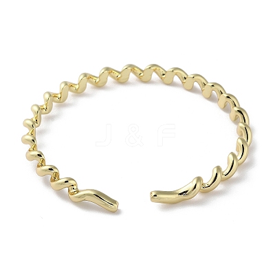 Rack Plating Brass Twist Spiral Cuff Bangles BJEW-M039-04G-1