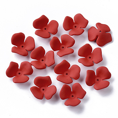 3-Petal Spray Painted Acrylic Bead Caps X-MACR-N007-01A-1