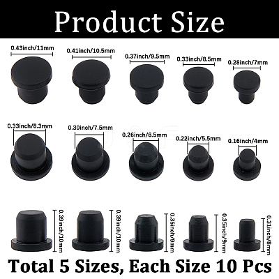 50Pcs 5 Styles Silicone Hole Plugs AJEW-GF0011-62I-1
