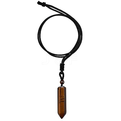 Natural Tiger Quartz Bullet Pendant Necklace JN1043A-1