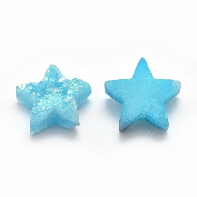 Electroplate Natural Druzy Quartz Charms G-P382-I16-1