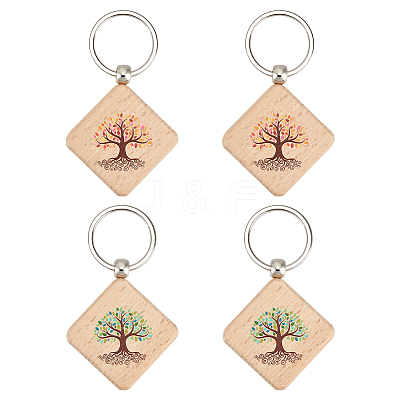 1 Bag Wood Keychains KEYC-PH0002-30-1