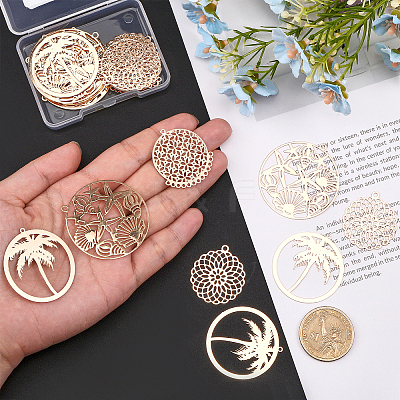 32Pcs 4 Styles Brass Pendants KKC-CA0001-08-1