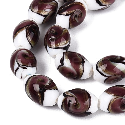 Handmade Gold Sand Lampwork Beads Strands LAMP-Q041-09E-1
