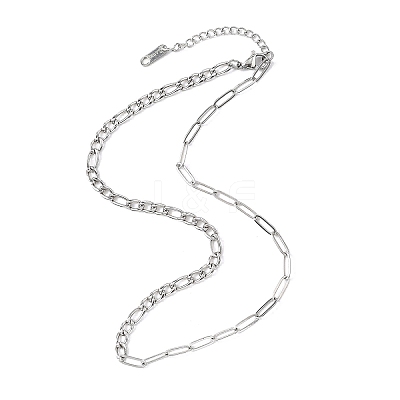 4.5MM 04 Stainless Steel Figaro Chain Paperclip Chain Necklaces NJEW-JN05576-1
