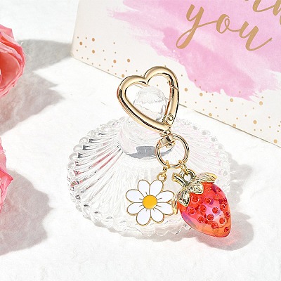Acrylic Strawberry Pendant Decoration HJEW-SW00120-01-1