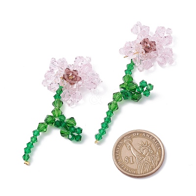 Imitation Austrian Crystal Flower of Life Dangle Stud Earrings X1-EJEW-TA00029-01-1