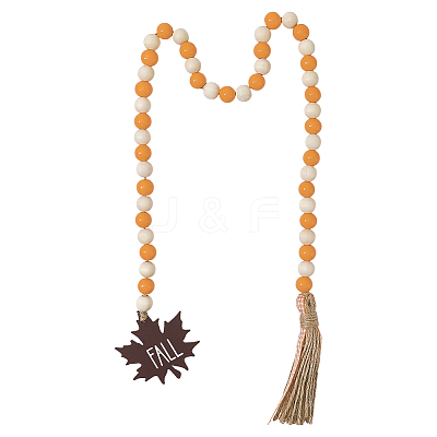 Round Wooden Beaded Autumn Decoration AJEW-WH20019-60-1