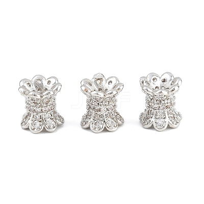 Brass Micro Pave Clear Cubic Zirconia Beads CU-CBA6A75-11P-1