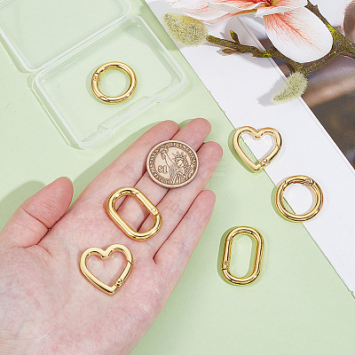 6Pcs 3 Styles Brass Spring Gate Rings KK-GA0002-11-1
