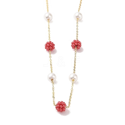 Plastic Imitation Pearl Beads Beads Necklace BJEW-B078-04G-1