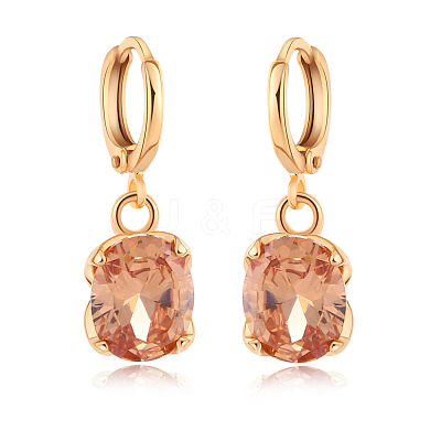 Real 18K Gold Plated Hot Trends Oval Brass Rhinestone Dangle Hoop Earrings EJEW-EE0001-122B-1