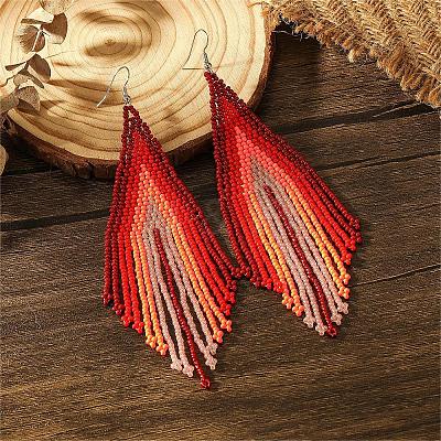 Bohemian Style Handmade Glass Bead Dangle Earrings CE1150-1