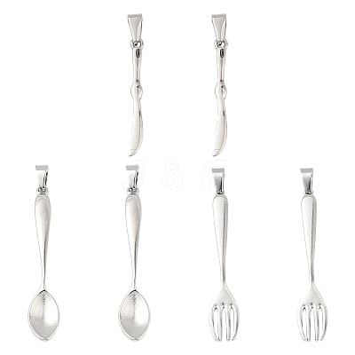 6Pcs 3 Styles 304 Stainless Steel Big Pendants STAS-CJ0002-48-1