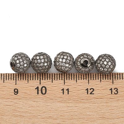 CZ Brass Micro Pave Grade AAA Clear Color Cubic Zirconia Round Beads KK-O065-8mm-05B-NR-1