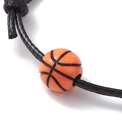 Sport Theme Acrylic Braided Bead Bracelet with Waxed Polyester Cords BJEW-JB10152-1
