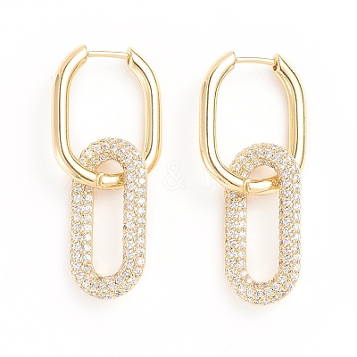 Brass Micro Pave Cubic Zirconia Huggie Hoop Earrings EJEW-G274-09G-02-1